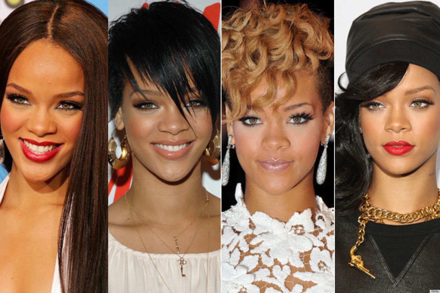 Foto de mulheres com estilos de cabelos diferentes.