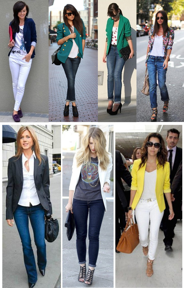 Blazer feminino e calça jeans