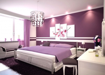 Quarto decorado com a cor roxa para ilustrar o artigo Como escolher a melhor cor para o quarto