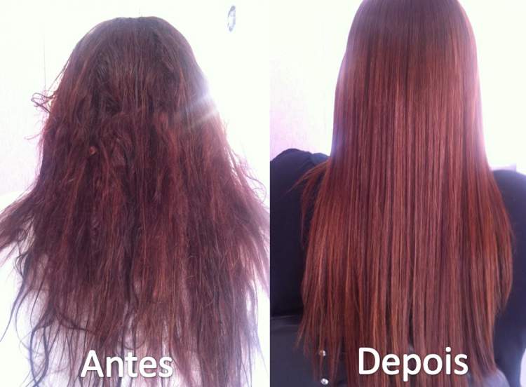 antes e depois de fazer hidratação no cabelo