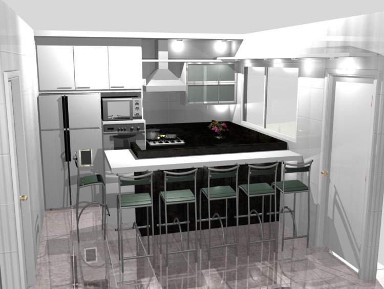 Cozinha branca com armários planejados