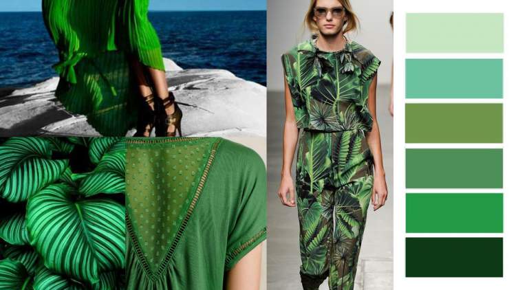Estampas com elementos da natureza em verde está entre as tendências da moda outono inverno 2018