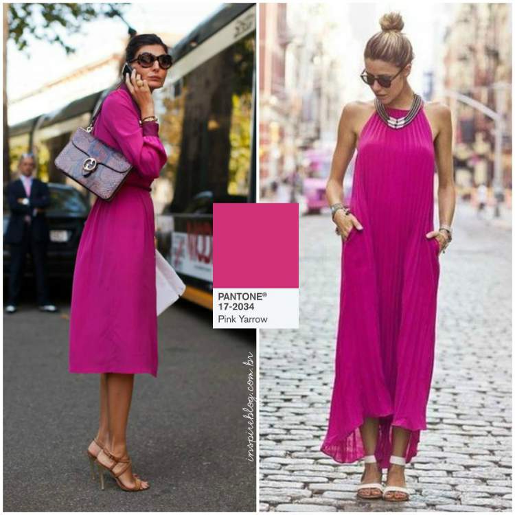 Vestido longo ou mídi na cor tendência do verão 2018: Pink Yarrow
