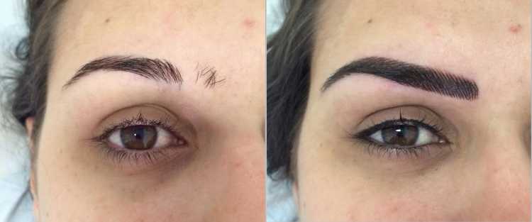 Foto para comparar o antes e depois de fazer a Micropigmentação de sobrancelha