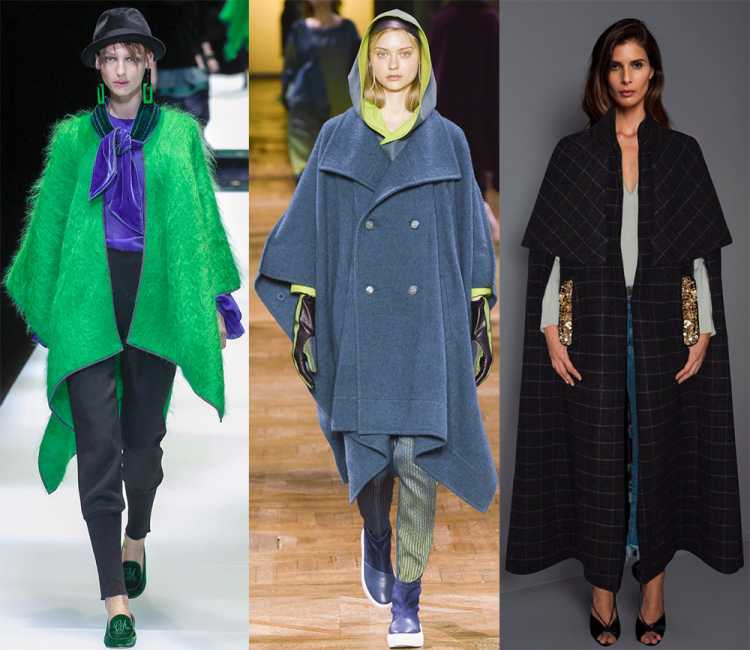 Tendências da moda inverno 2019: Casaco poncho - Foto de Giorgio Armani, Issey Miyake, Johanna Ortiz