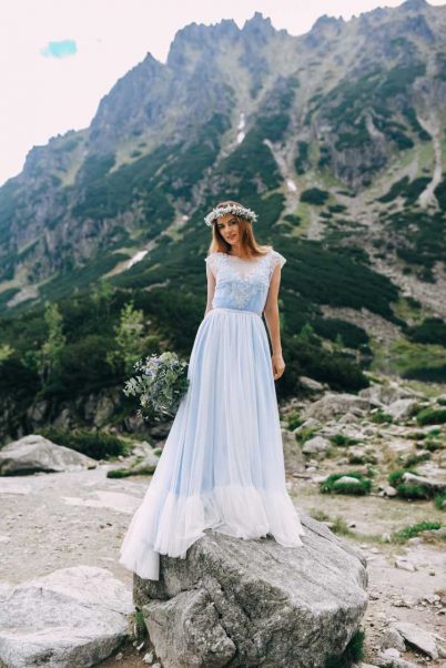 vestido de noiva azul