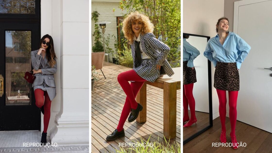 Meia-calça vermelha é uma das 8 tendências de moda inverno 2024
